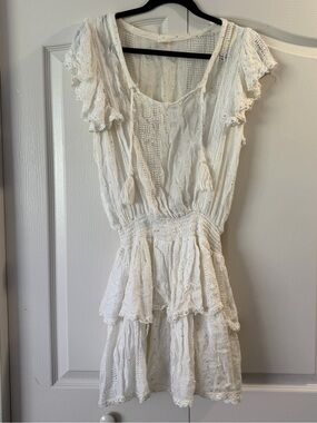 Surf Gypsy White Tiered Lace Mini Dress